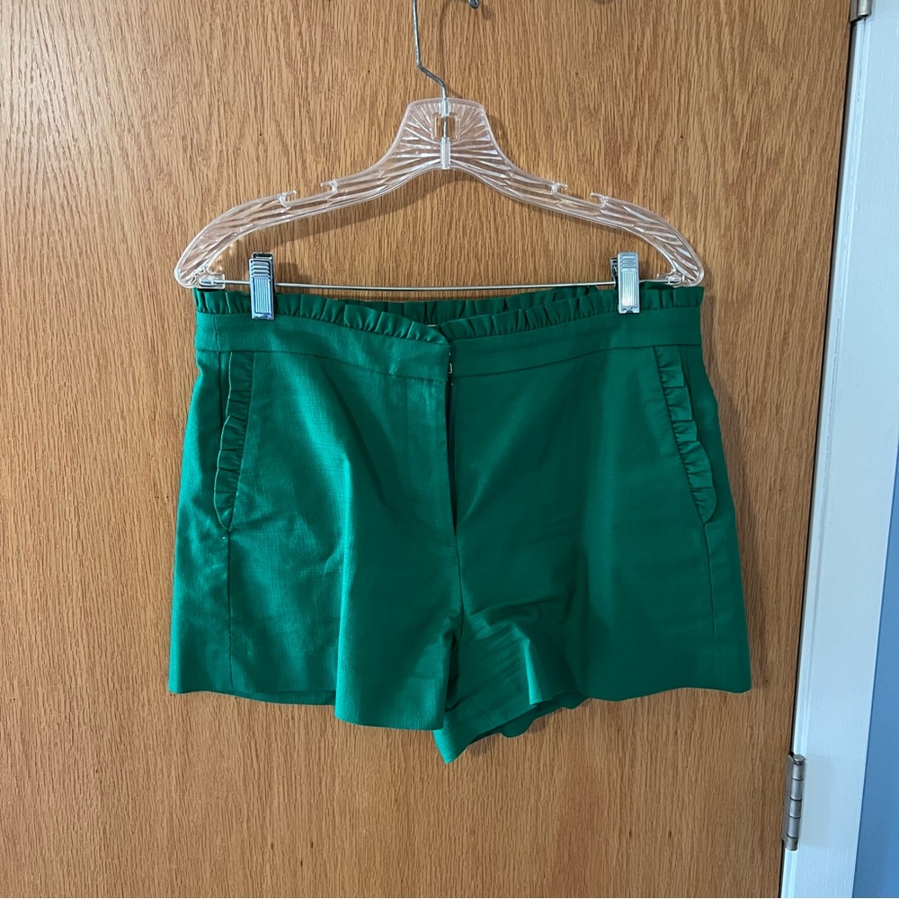 JCrew ruffle green shorts
